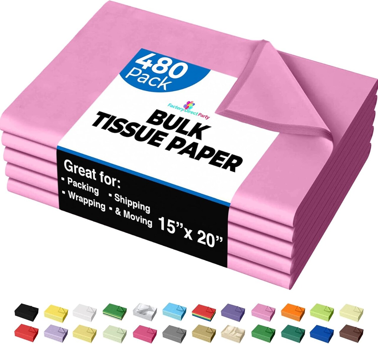 Tissue Paper for Gift Bags - 15" x 20" Bulk Tissue Paper Dark Blue 480 Sheets - 10lb Newsprint for Packing, Birthday Gift Box Filler, Packing Supplies for Moving Supplies